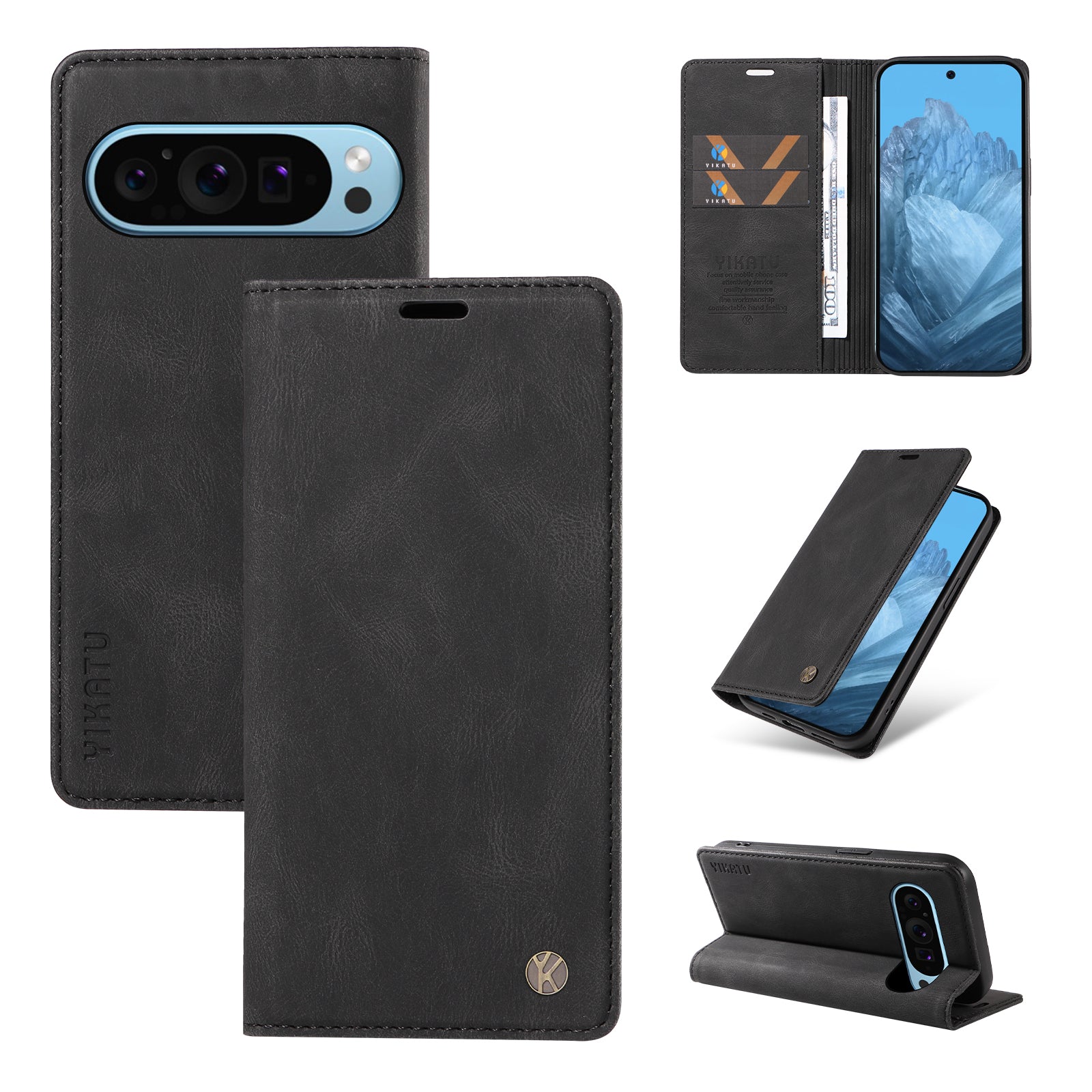 YIKATU YK-005 For Google Pixel 9 Case Leather Skin Touch Feeling Phone Cover YIKATU YK-005 For Google Pixel 9 Case Leather Skin Touch Feeling Phone Cover
